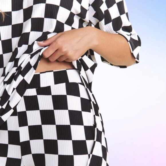 Lex Ribbed Playsuit in Black + White Checkerboard - Picture 6 of 10